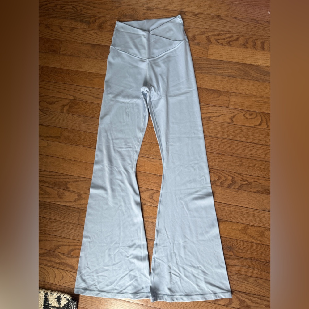 aerie real me light Blue crossover high waist Flare Leggings